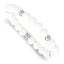 Stainless Steel Polished 6-8mm White Ceramic Beaded Stretch Bracelet for Women