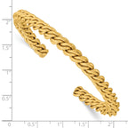 Stainless Steel Polished Yellow IP-plated Twisted 6mm Cuff Bangle Bracelet for Women