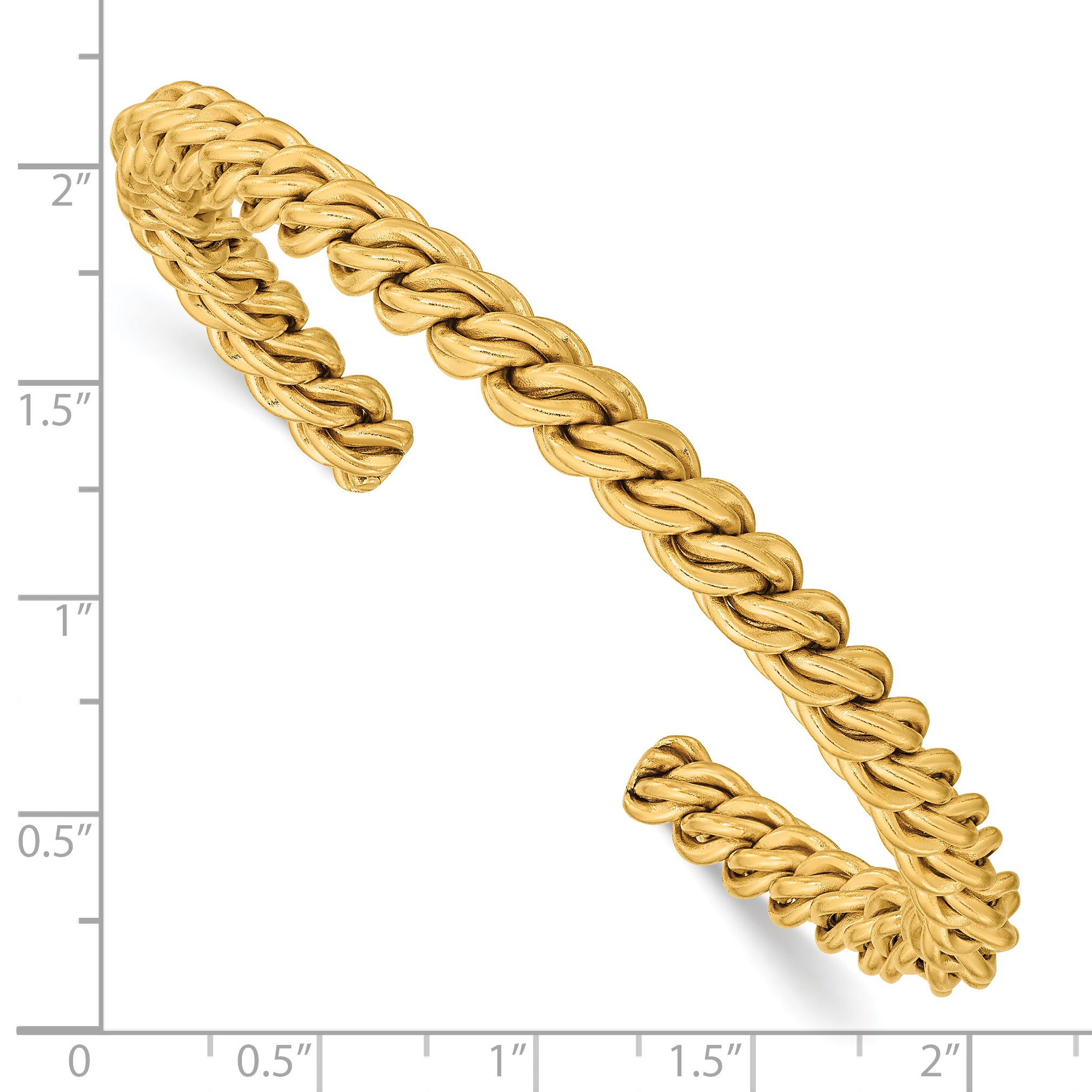 Stainless Steel Polished Yellow IP-plated Twisted 6mm Cuff Bangle Bracelet for Women