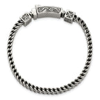 Stainless Steel Antiqued and Polished 2-Strand Franco Link Bracelet
