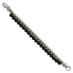 Stainless Steel Brushed Box Chain & Black Onyx 2 Strand Bracelet