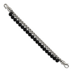 Stainless Steel Polished Box Chain & Lava Stone 2 Stand Bracelet