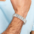 Stainless Steel Brushed and Polished Link Bracelet for Men