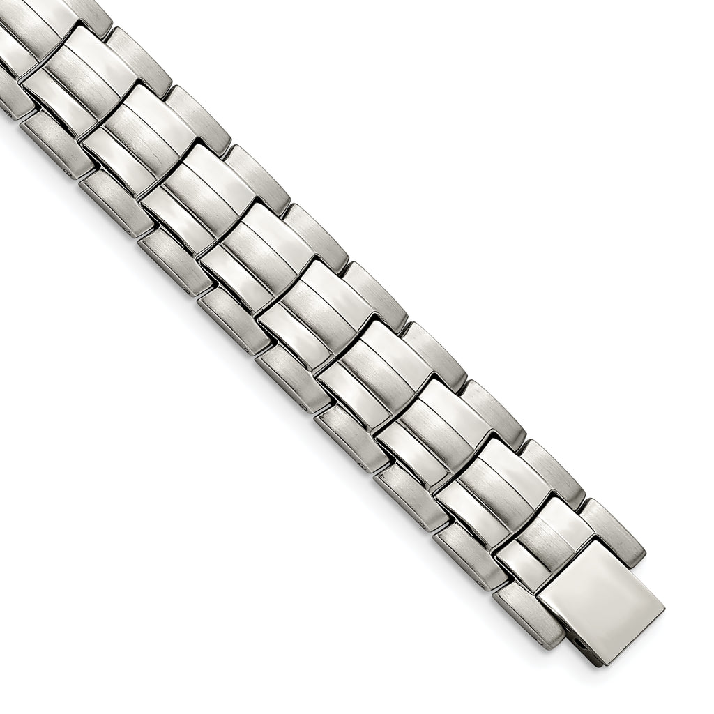 Stainless Steel Brushed and Polished Link Bracelet for Men