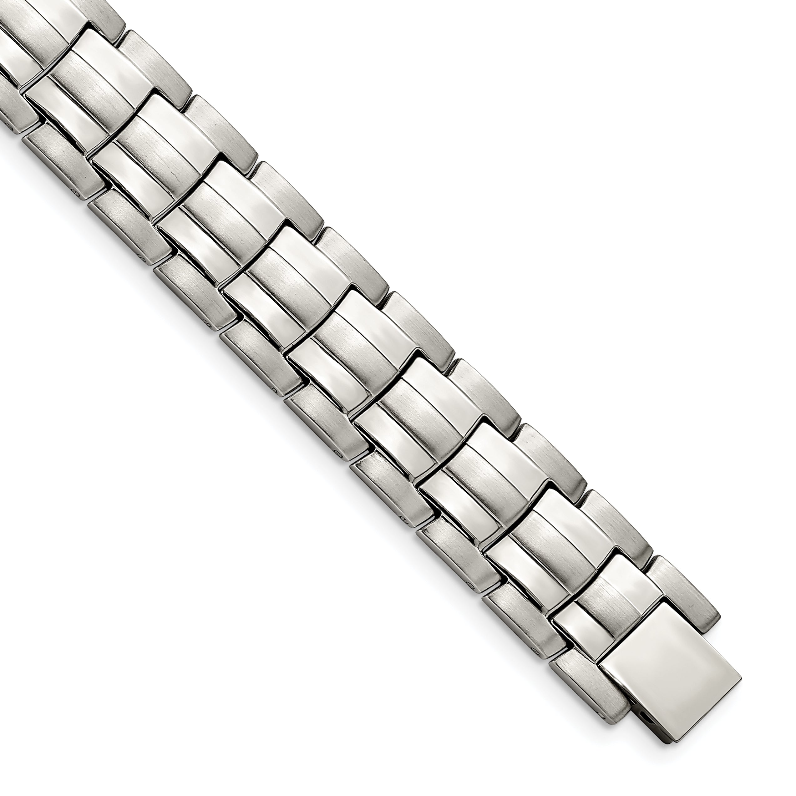 Stainless Steel Brushed and Polished Link Bracelet for Men