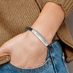 Stainless Steel Brushed and Polished Black Braided Leather Bracelet