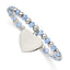 Stainless Steel Polished Heart Dangle Blue Glass Beaded Stretch Bracelet for Women