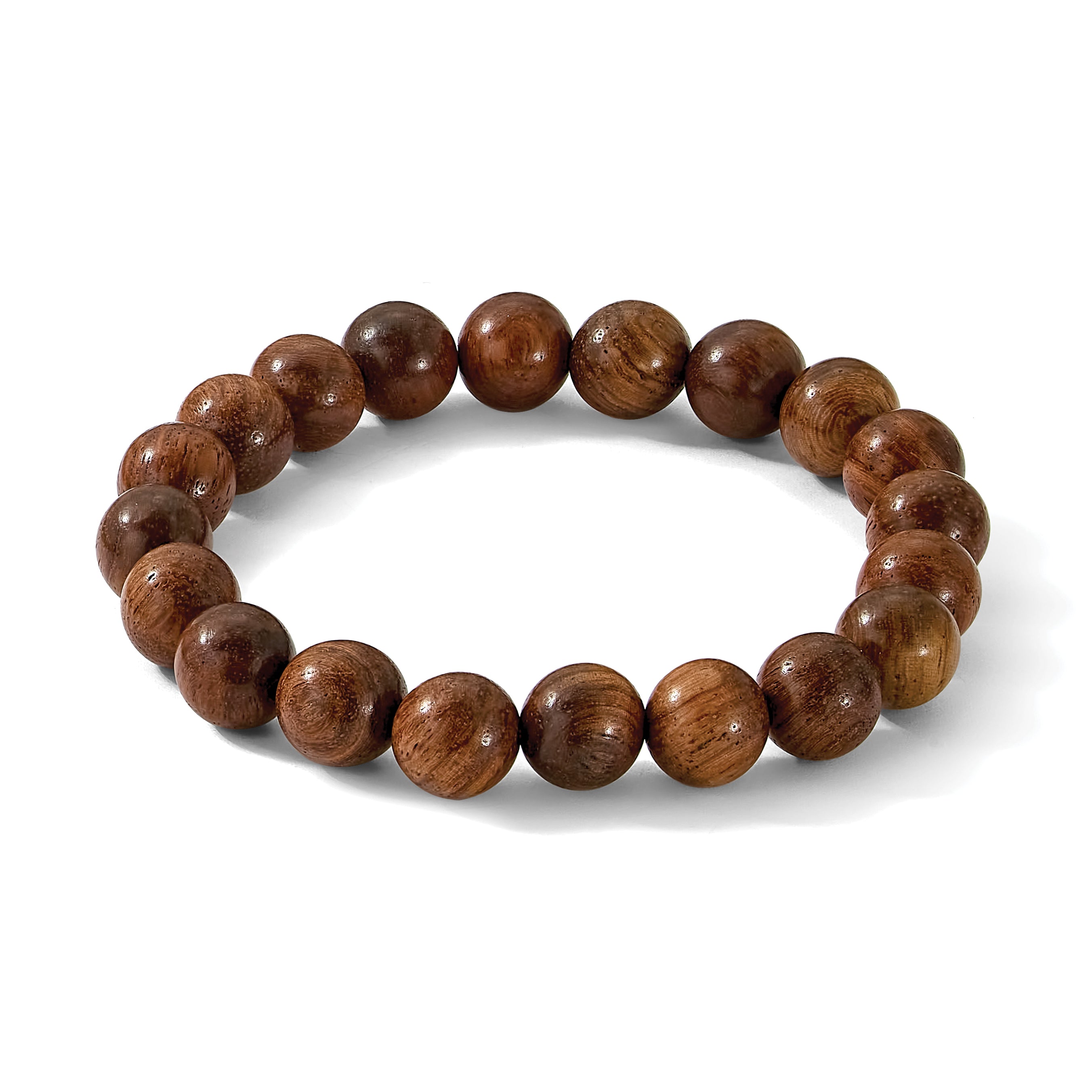 10mm Burma Padauk Wood Beaded Stretch Bracelet