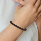 Stainless Steel Brushed and Polished Black and Brown Wire Bracelet
