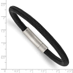 Stainless Steel Brushed and Polished Black Wire Bracelet