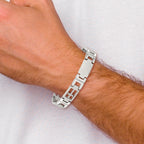 Stainless Steel Brushed and Polished Cross Link Bracelet for Men