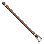 Stainless Steel Brushed and Polished Black/Brown Leather Bracelet