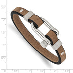Stainless Steel Brushed and Polished Black/Brown Leather Bracelet
