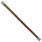 Stainless Steel Antiqued Braided Brown Leather and Multi-color Nylon Bracelet