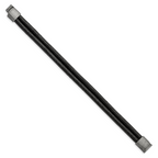 Stainless Steel Antiqued 2 Strand Black Leather Bracelet