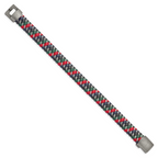 Stainless Steel Antiqued & Polished Multi-Color Leather with Wire Bracelet