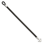 Stainless Steel Polished Anchor Black Leather Bracelet