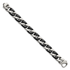 Stainless Steel Polished Black IP-plated Curb Bracelet for Men