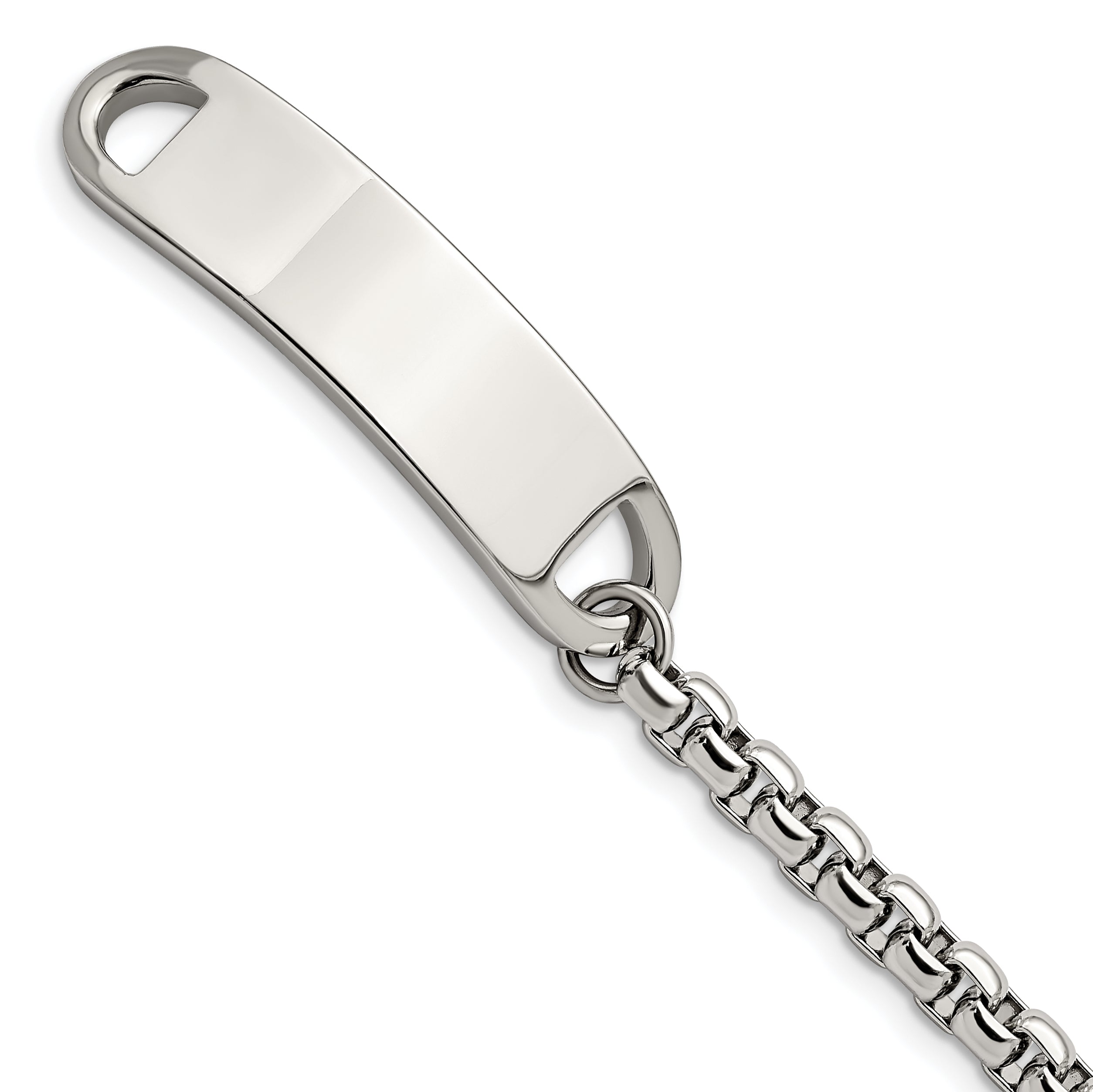 Stainless Steel Polished Box Chain ID Bracelet for Men