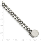 Stainless Steel Brushed and Polished Curb Chain with Brown Braided Leather Hook Bracelet for Men