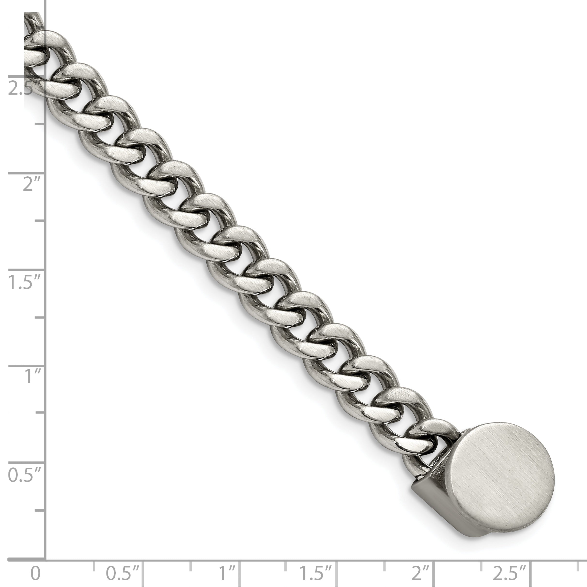 Stainless Steel Brushed and Polished Curb Chain with Brown Braided Leather Hook Bracelet for Men