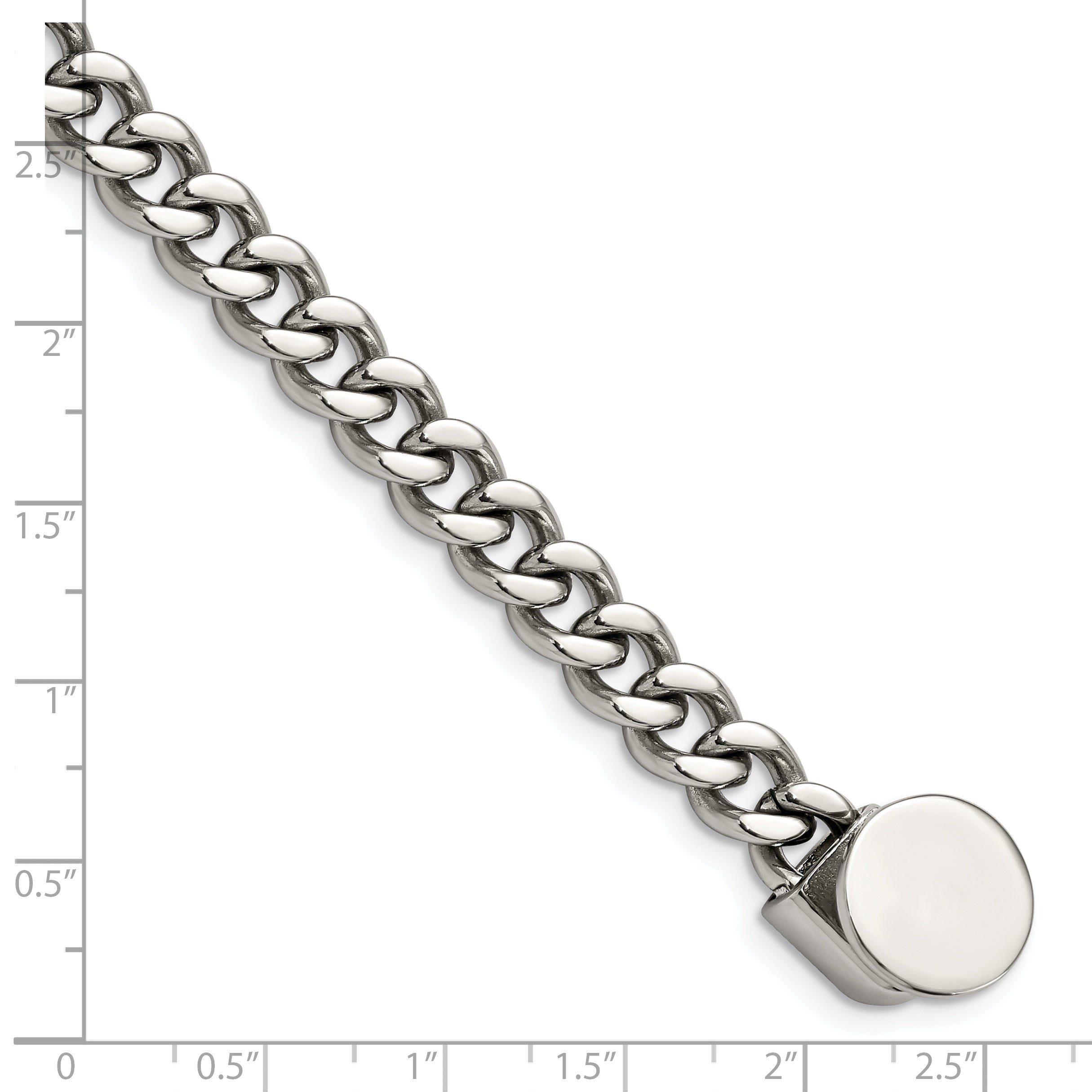 Stainless Steel Polished Curb Chain with Black Braided Leather Hook Bracelet for Men