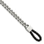 Stainless Steel Polished Curb Chain with Black Braided Leather Hook Bracelet for Men