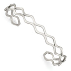 Stainless Steel Polished Wavy Cuff Bangle Bracelet for Women