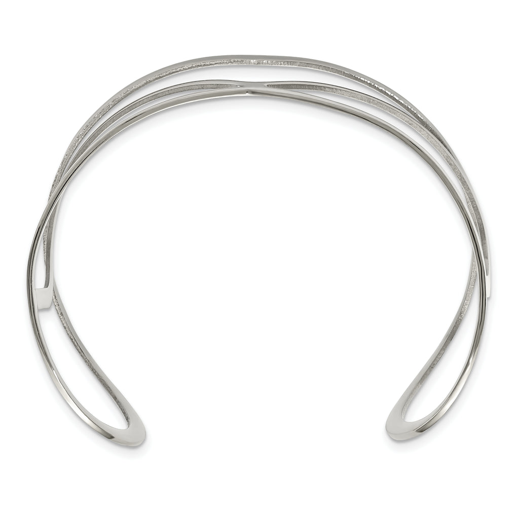 Stainless Steel Polished Cuff Bangle Bracelet for Women