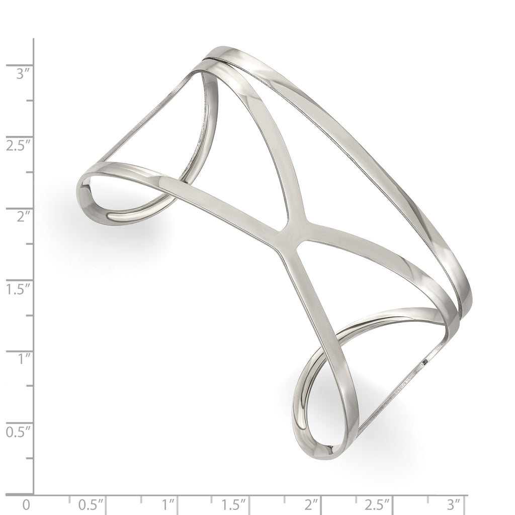 Stainless Steel Polished Cuff Bangle Bracelet for Women