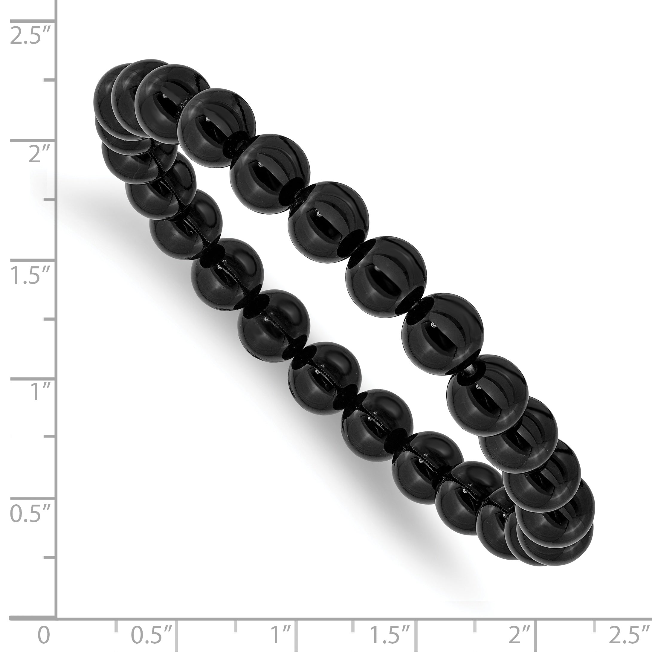 8mm Black Agate Beaded Stretch Bracelet