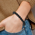 8mm Volcanic Rock Agate Beaded Stretch Bracelet