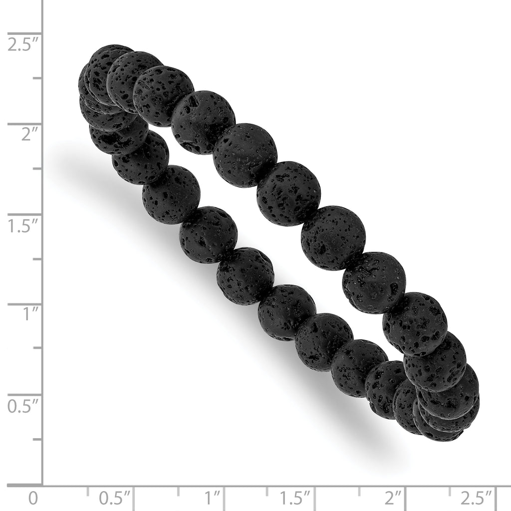 8mm Volcanic Rock Agate Beaded Stretch Bracelet