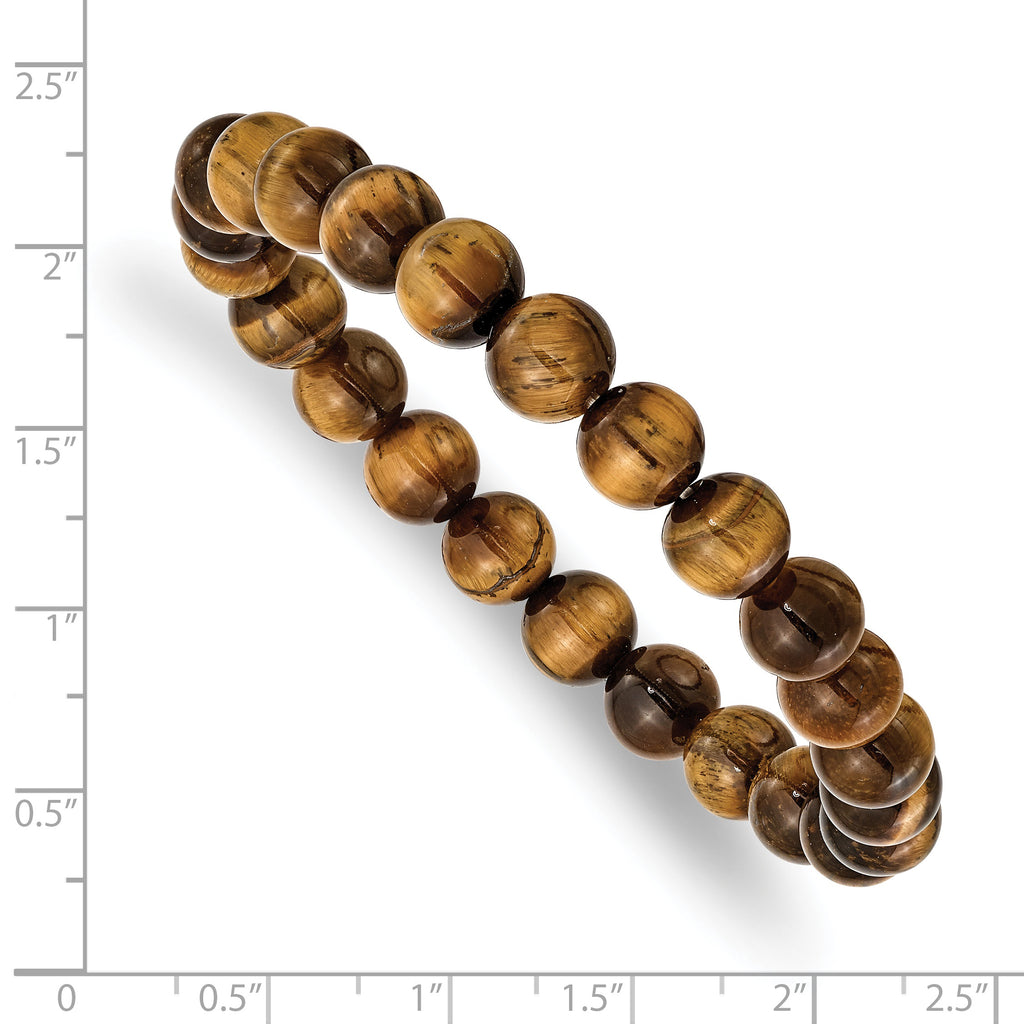 8mm Yellow Tiger's Eye Agate Beaded Stretch Bracelet