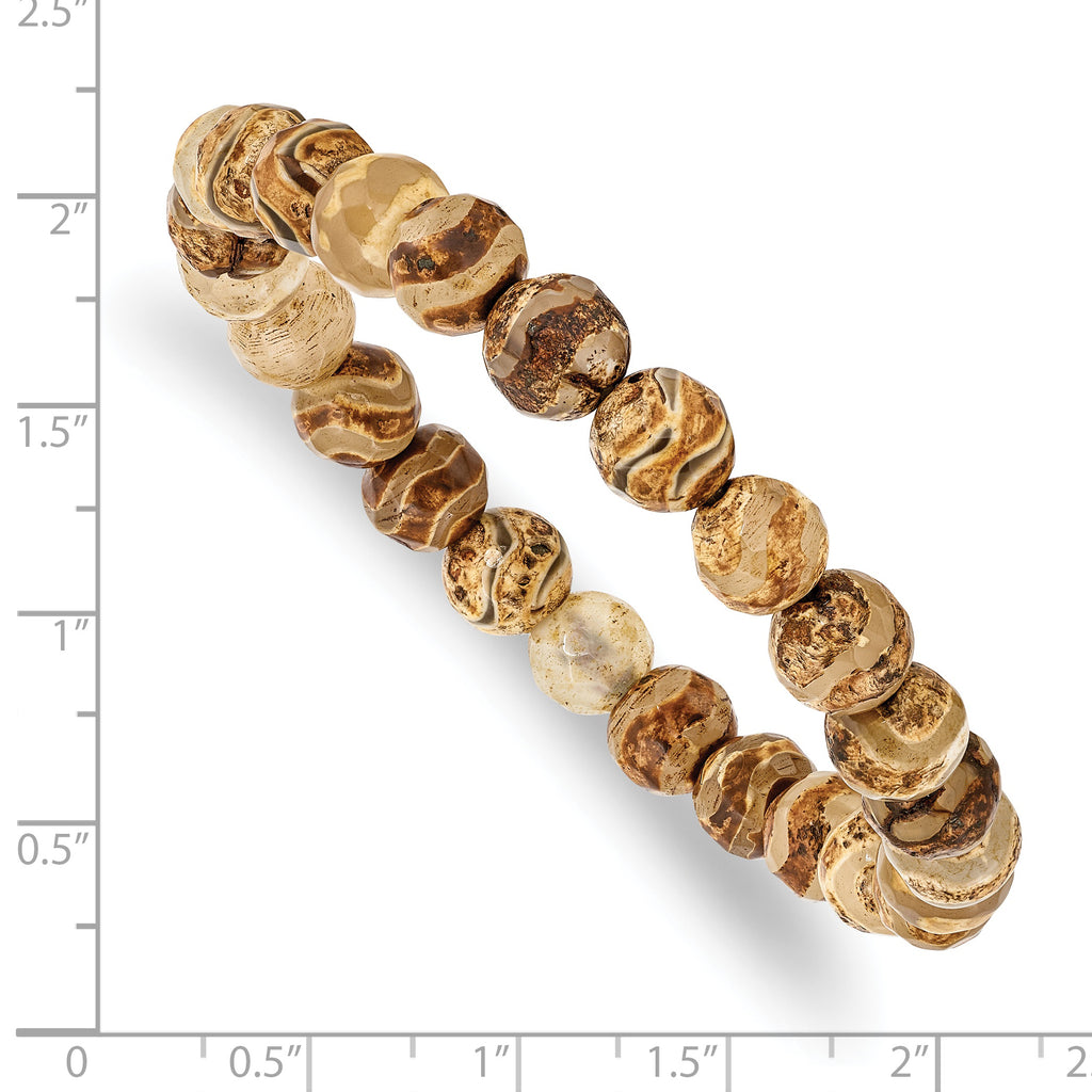 8mm Celestial Pillar Agate Beaded Stretch Bracelet