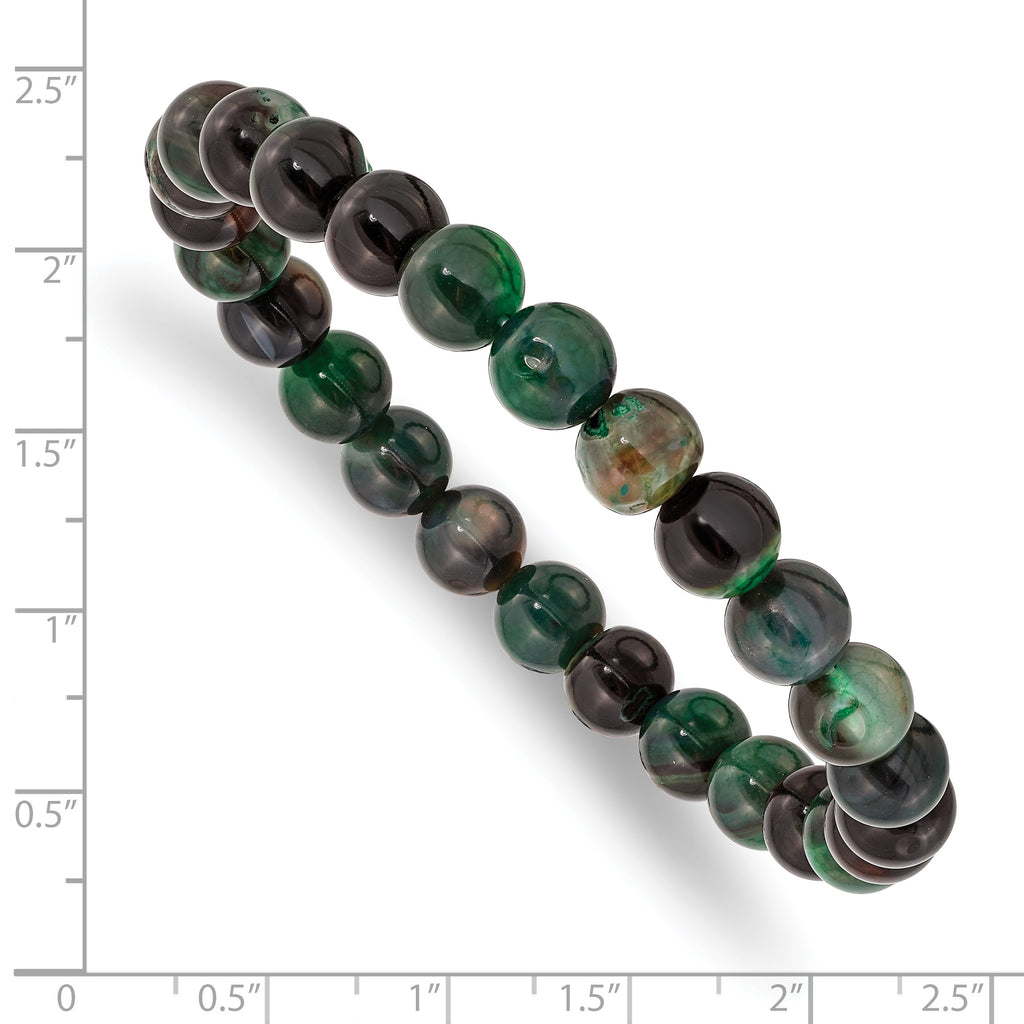 8mm Aquatic Agate Beaded Stretch Bracelet