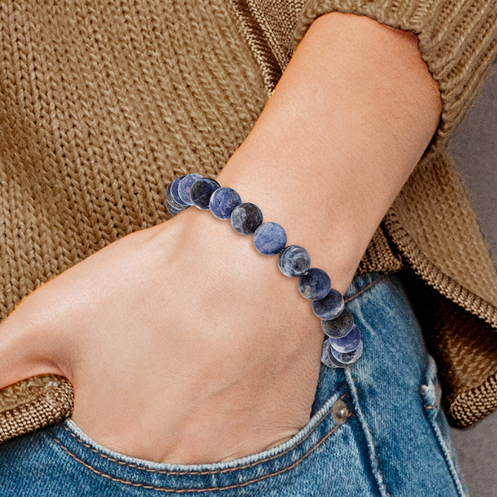 8mm Sodalite Agate Beaded Stretch Bracelet