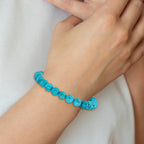 8mm Blue Turquoise Agate Beaded Stretch Bracelet