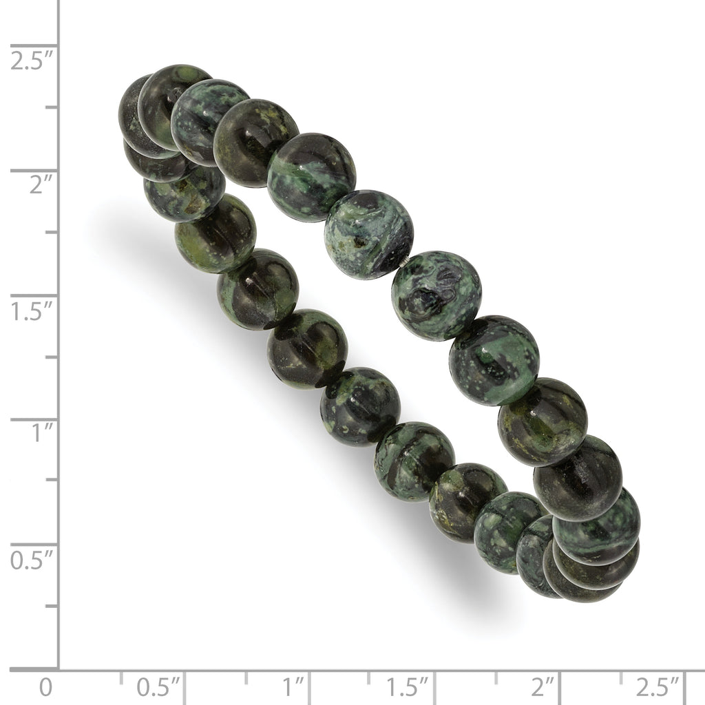 8mm Green Eye Agate Beaded Stretch Bracelet