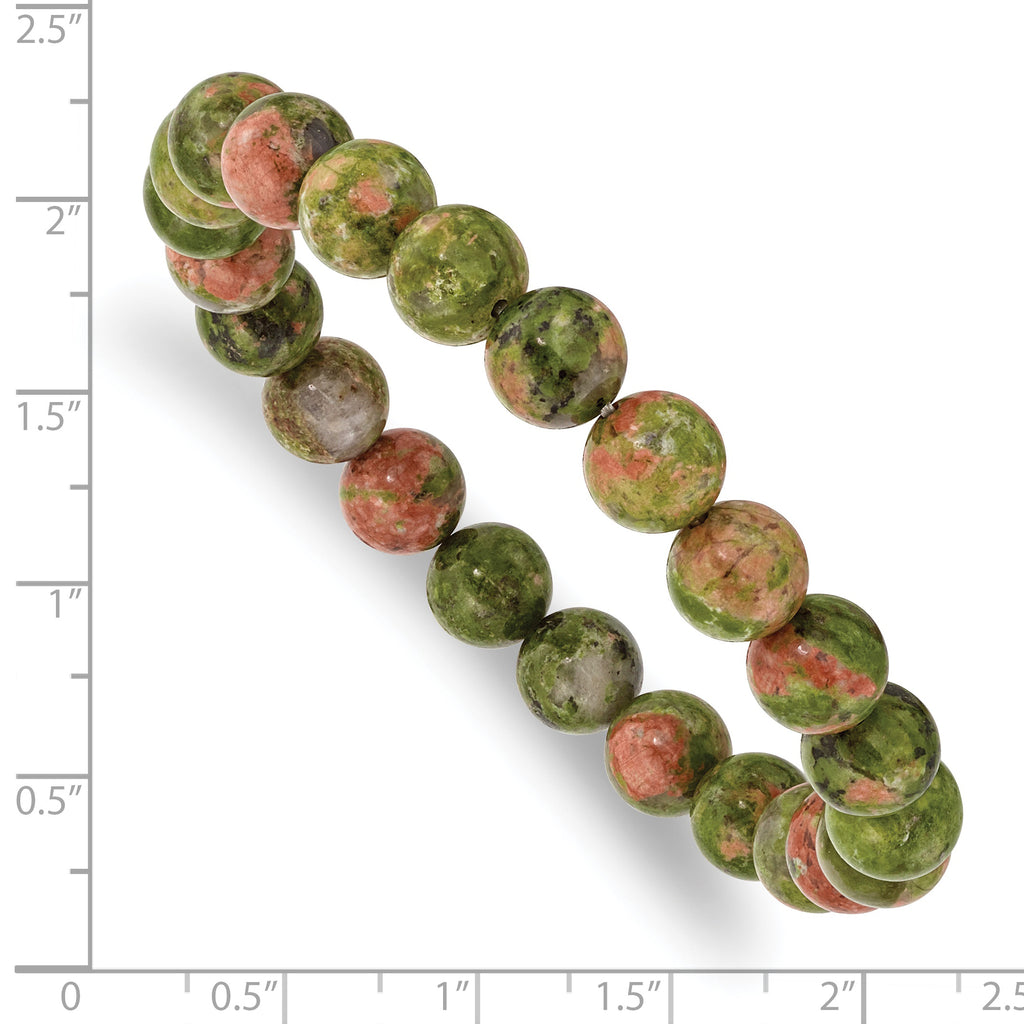 8mm Unakite Agate Beaded Stretch Bracelet