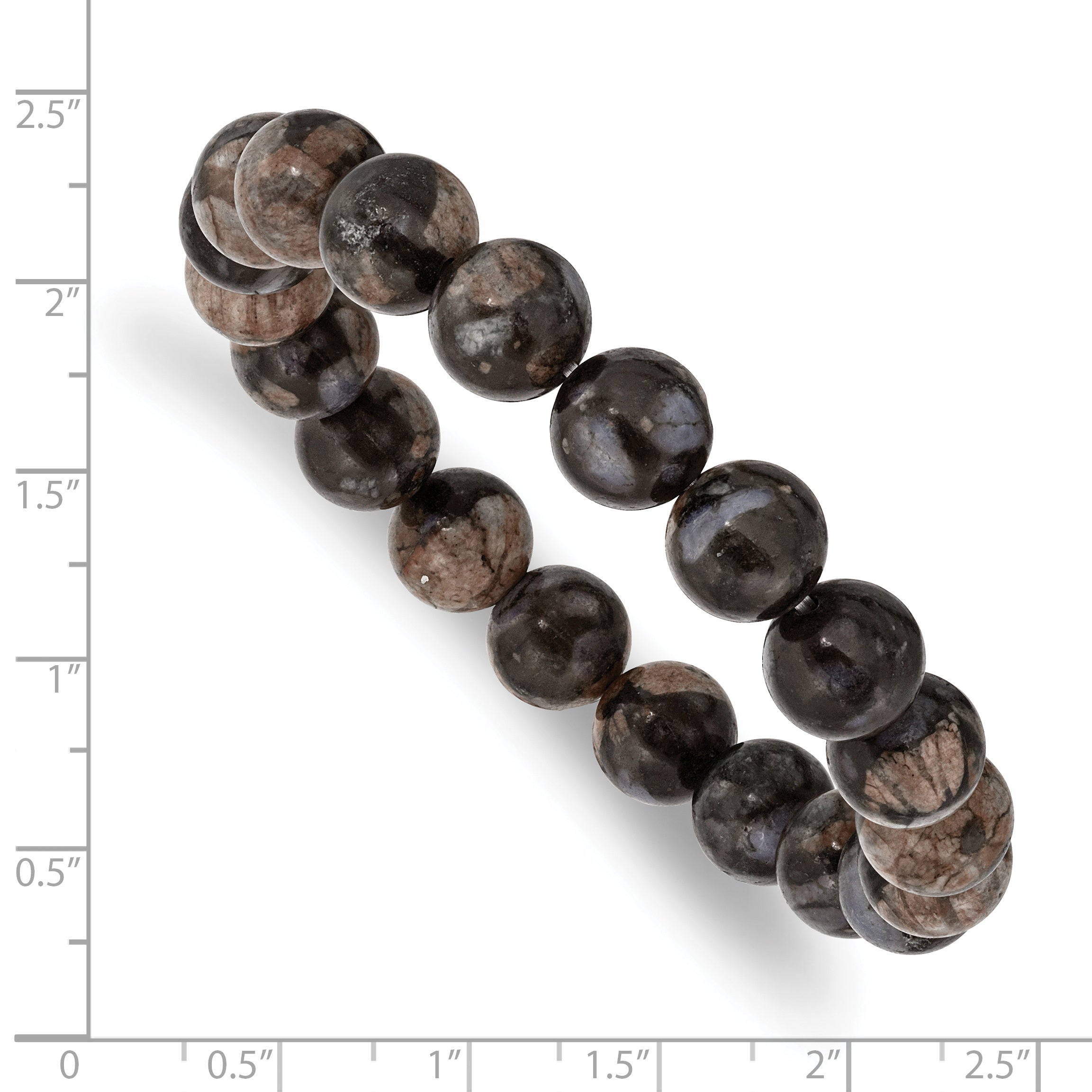 10mm Black and Brown Agate Beaded Stretch Bracelet