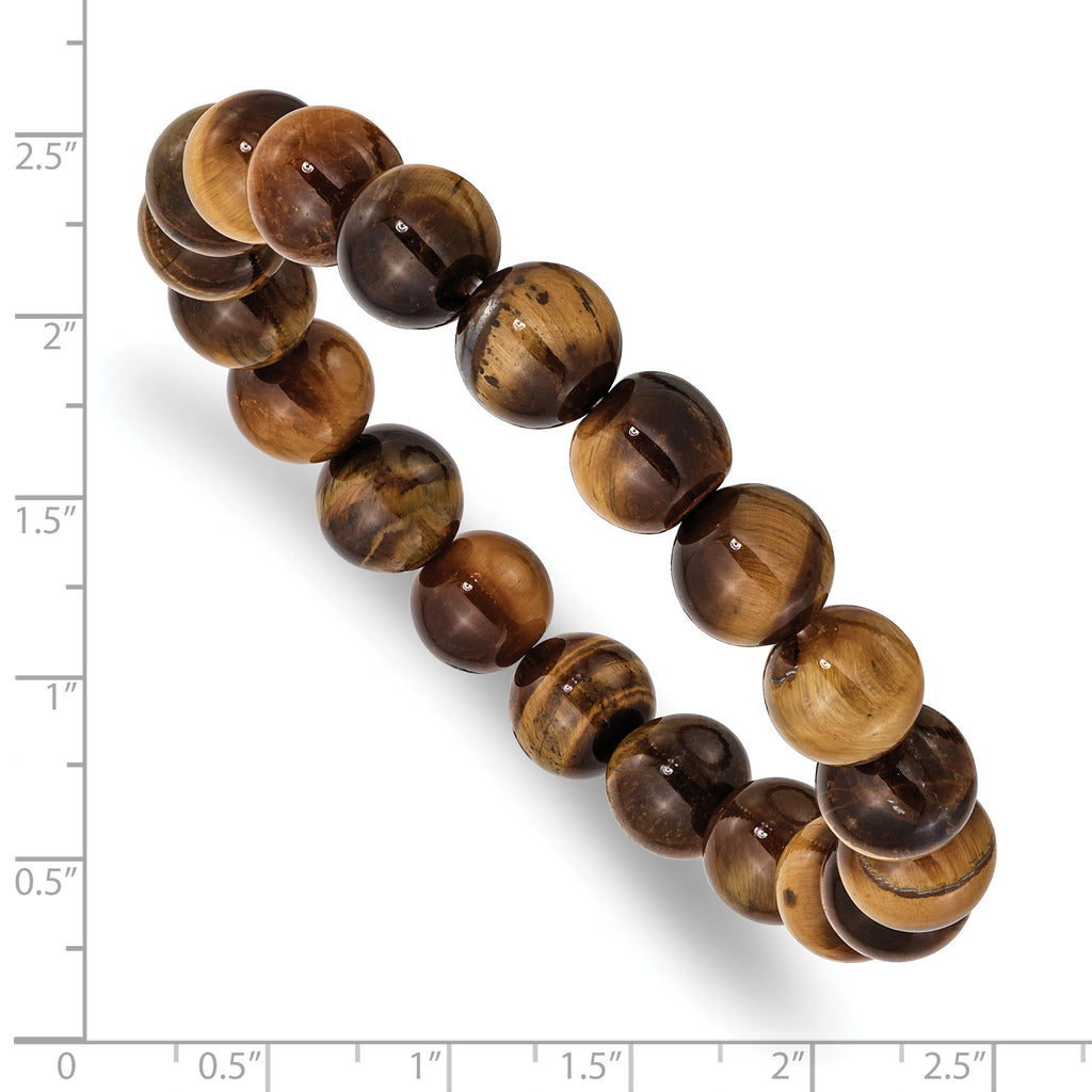 10mm Yellow Tiger's Eye Agate Beaded Stretch Bracelet