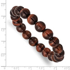 10mm Red Tiger's Eye Agate Beaded Stretch Bracelet