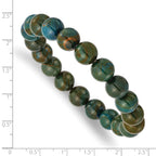 10mm Green Eye Agate Beaded Stretch Bracelet