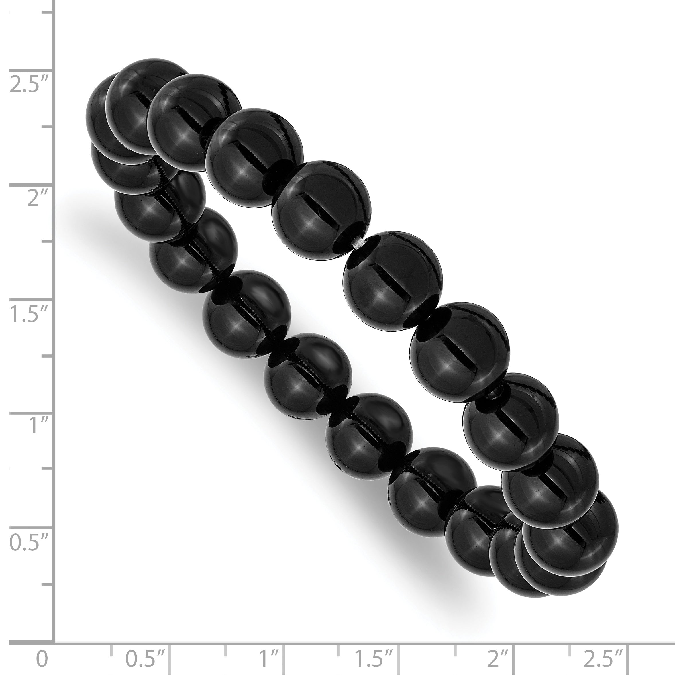 10mm Black Agate Beaded Stretch Bracelet