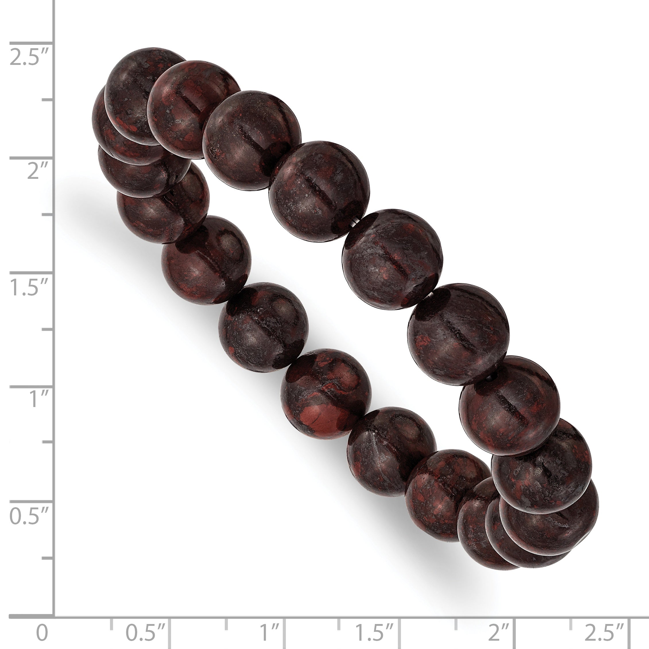 10mm Black and Red Agate Beaded Stretch Bracelet