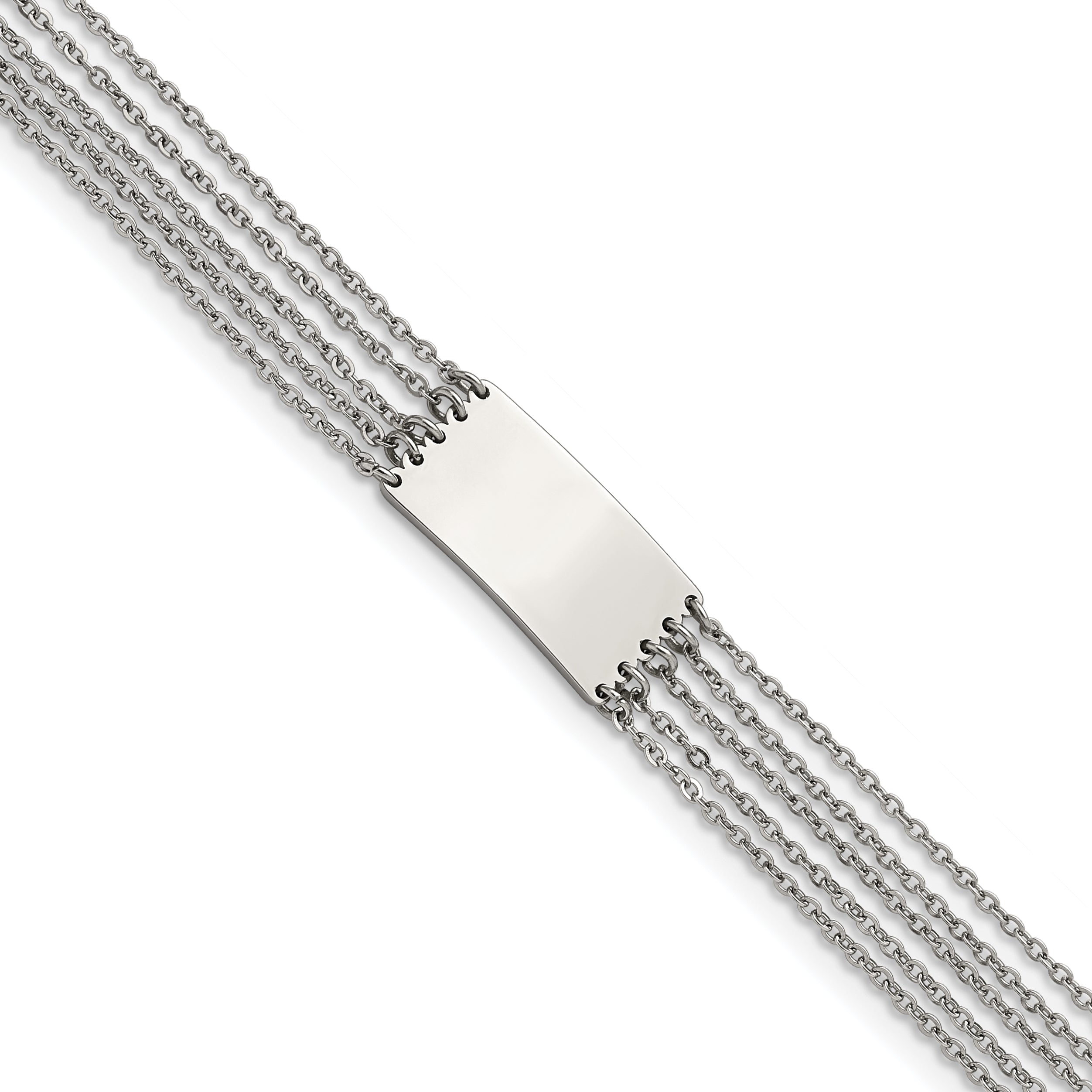 Stainless Steel Polished Multi Strand ID Bracelet with . Extension for Women Main image