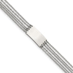Stainless Steel Polished Multi Strand ID Bracelet with . Extension for Women