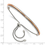 Stainless Steel Polished Rose IP-plated with Crystal Heart Shaped Adjustable Bangle Bracelet for Women