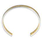 Stainless Steel Polished Yellow IP-plated Cut out Center 9.5mm Cuff Bangle Bracelet for Women
